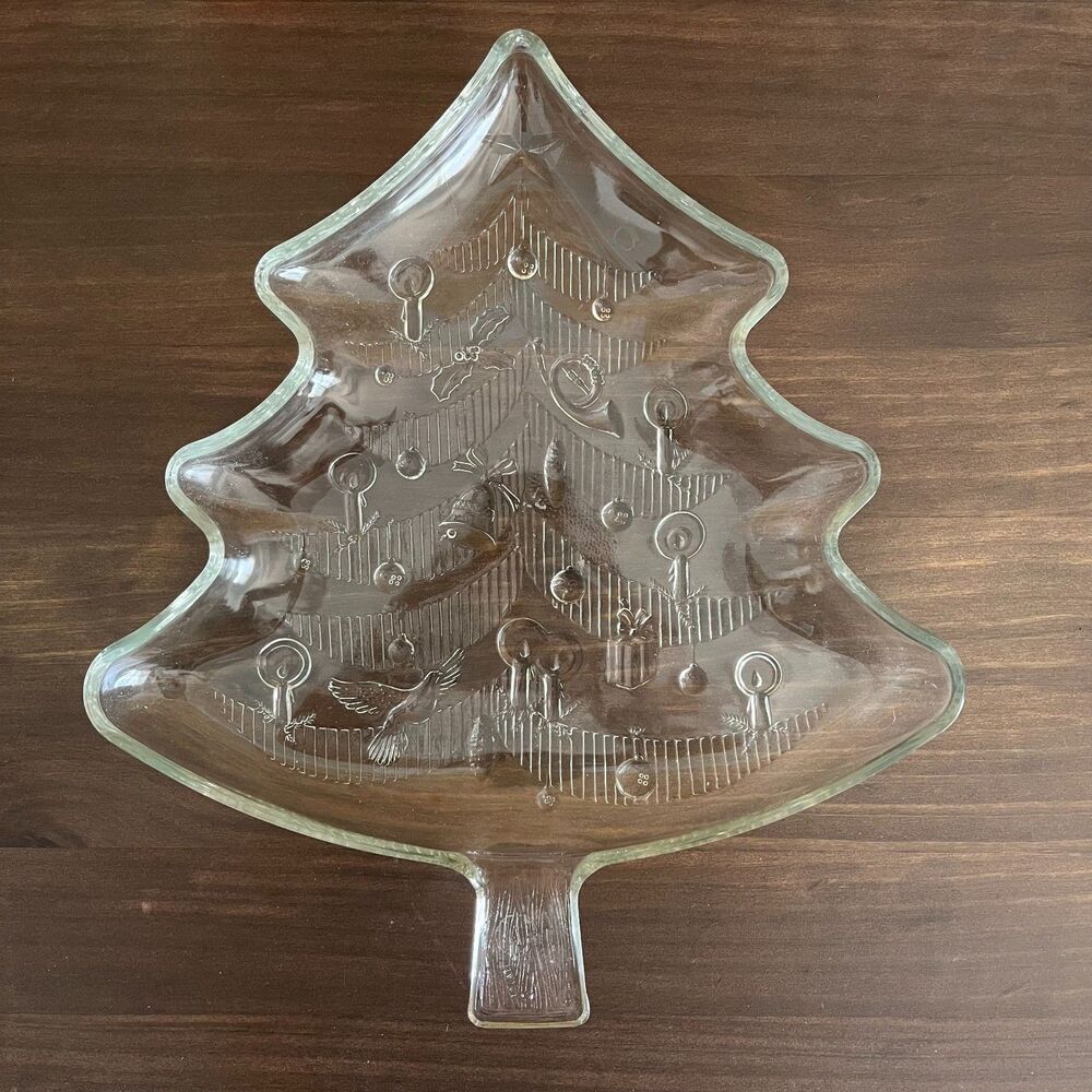 Vintage Italian Glass Christmas Tree Platter